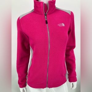 North Face Pink & Gray Winter Jacket Zipper Front & Pockets Gently Used Size SP
